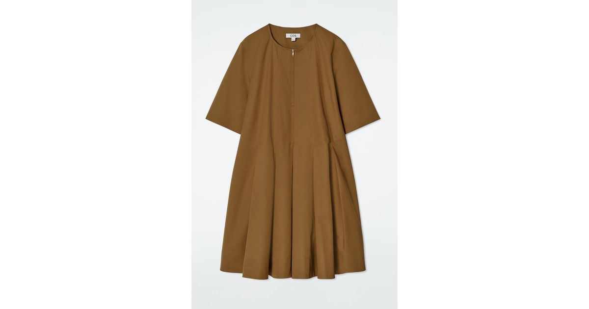 cos pleated zip up cotton mini dress COS Pleated Zip-Up Cotton Mini Dress in Black