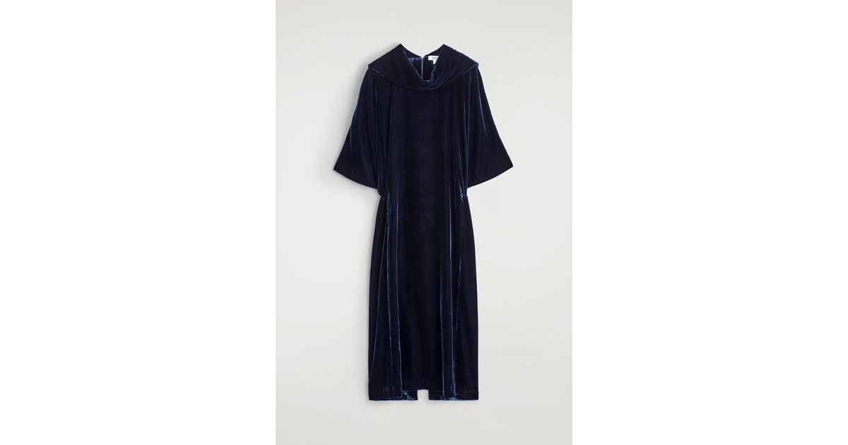 COS Draped-Neck Velvet Midi Dress in Blue | Lyst COS Draped-Neck Velvet Midi Dress in Blue | Lyst