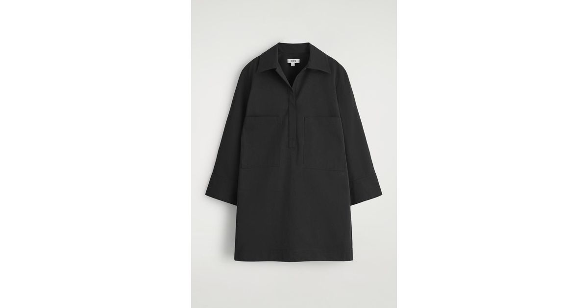 cos utility shirt dress COTTON UTILITY SHIRT DRESS - NAVY