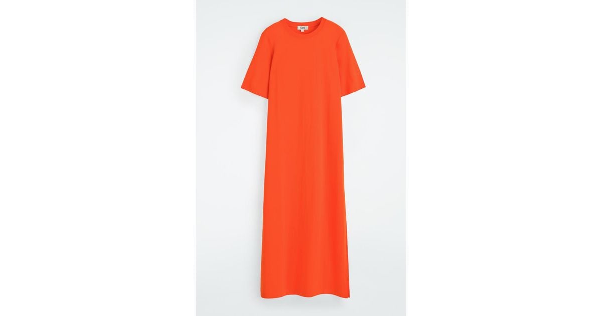 COS Cotton Midi T-Shirt Dress in Orange | Lyst