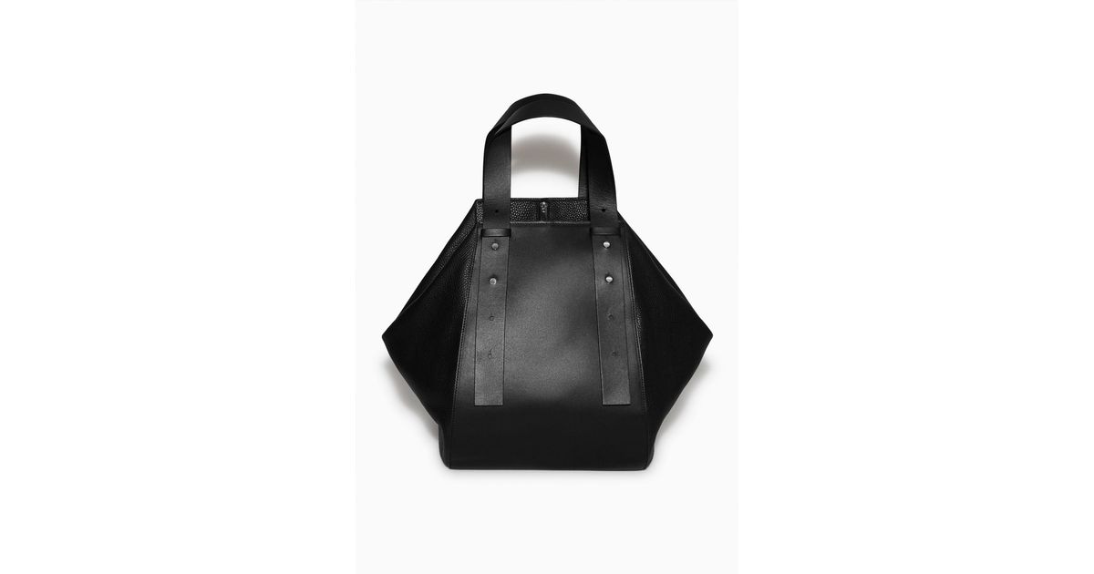 COS Large Leather Bowling Bag in Black Lyst