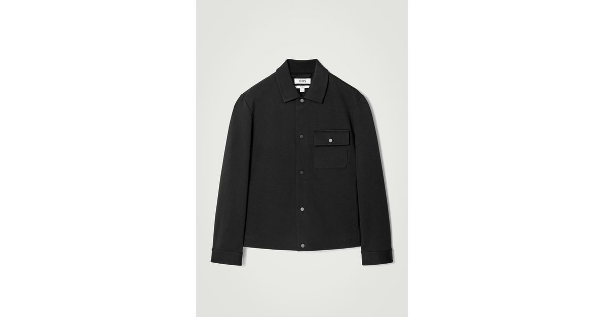 COS JERSEY-TWILL SHIRT JACKET ブラック XL JERSEY-TWILL SHIRT JACKET ジャージーツイルシャツジャケット