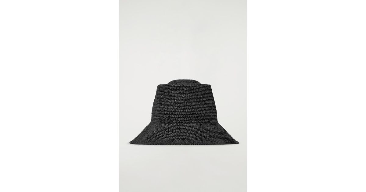 COS Straw Bucket Hat in Black | Lyst