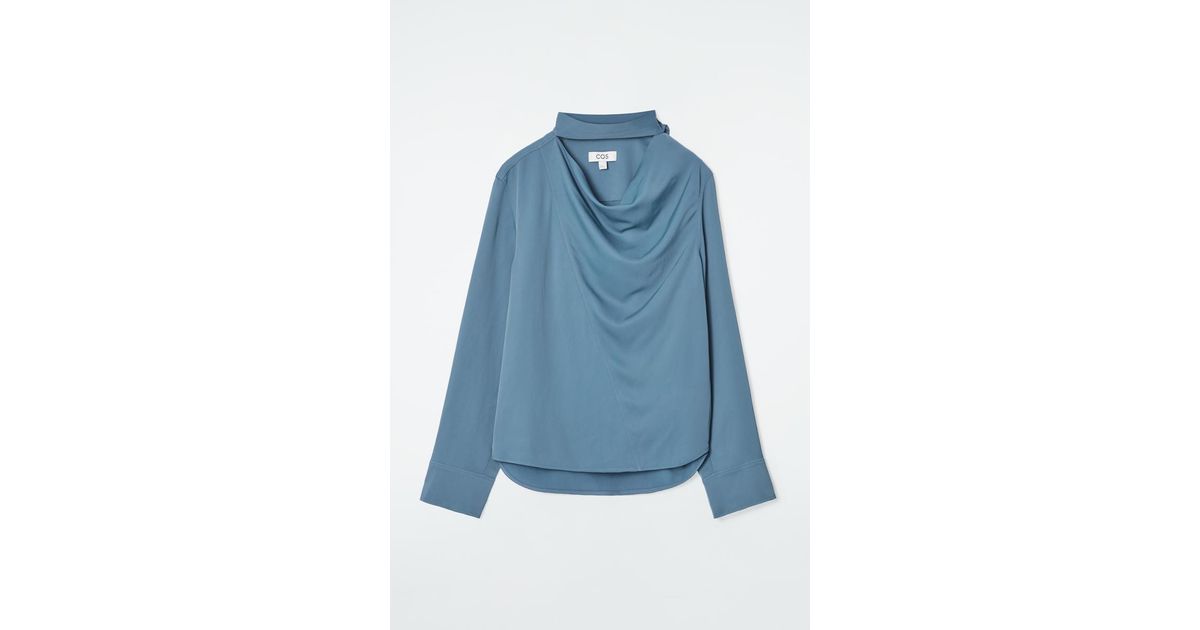 COS Draped Scarf-Detail Blouse in Blue Lyst UK