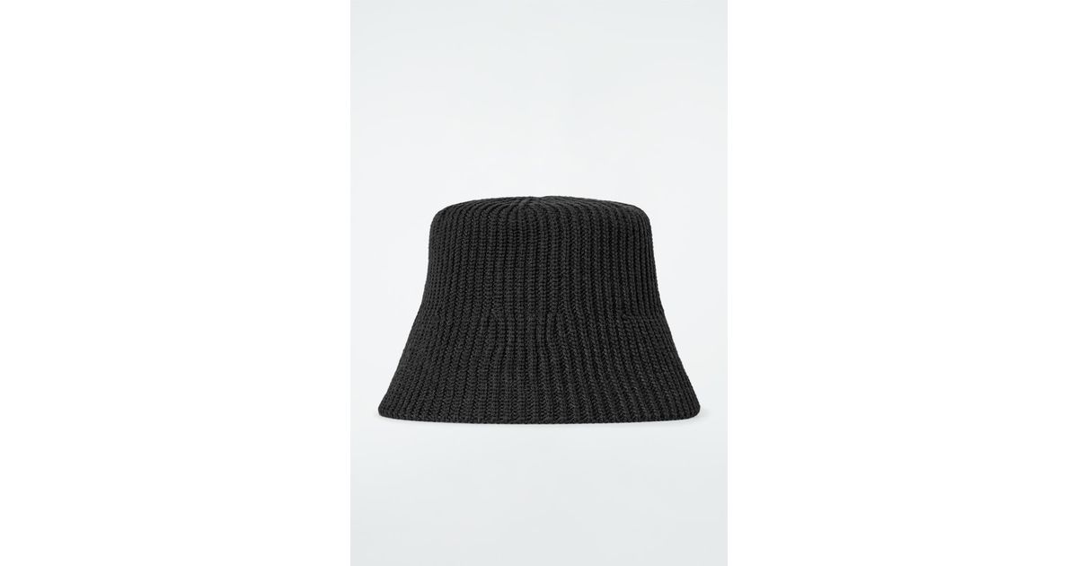 COS Ribbed Wool-blend Bucket Hat in Black | Lyst display picture 1