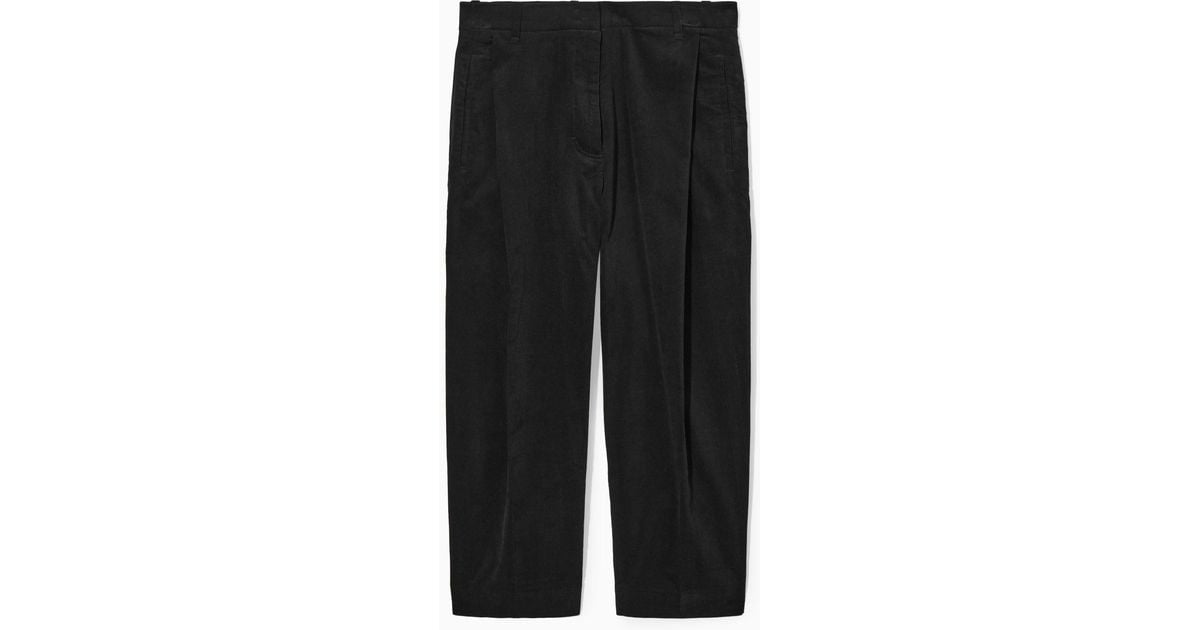 COS Pleated Barrel-leg Corduroy Pants in Black | Lyst
