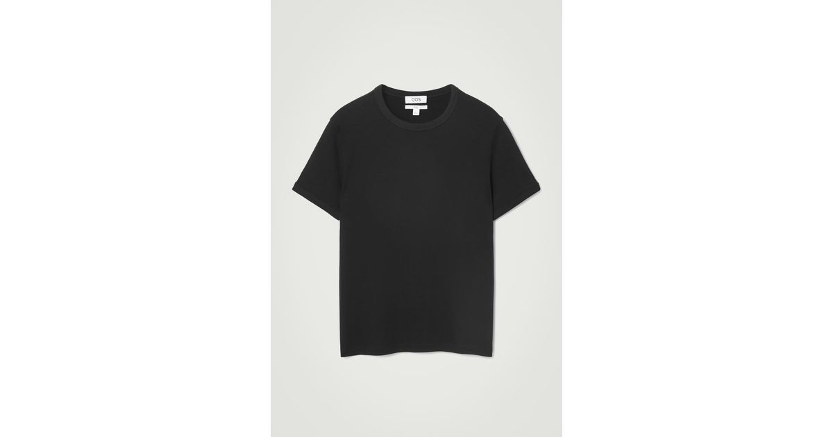 COS Slim Ribbed Cotton T-shirt in Black for Men | Lyst