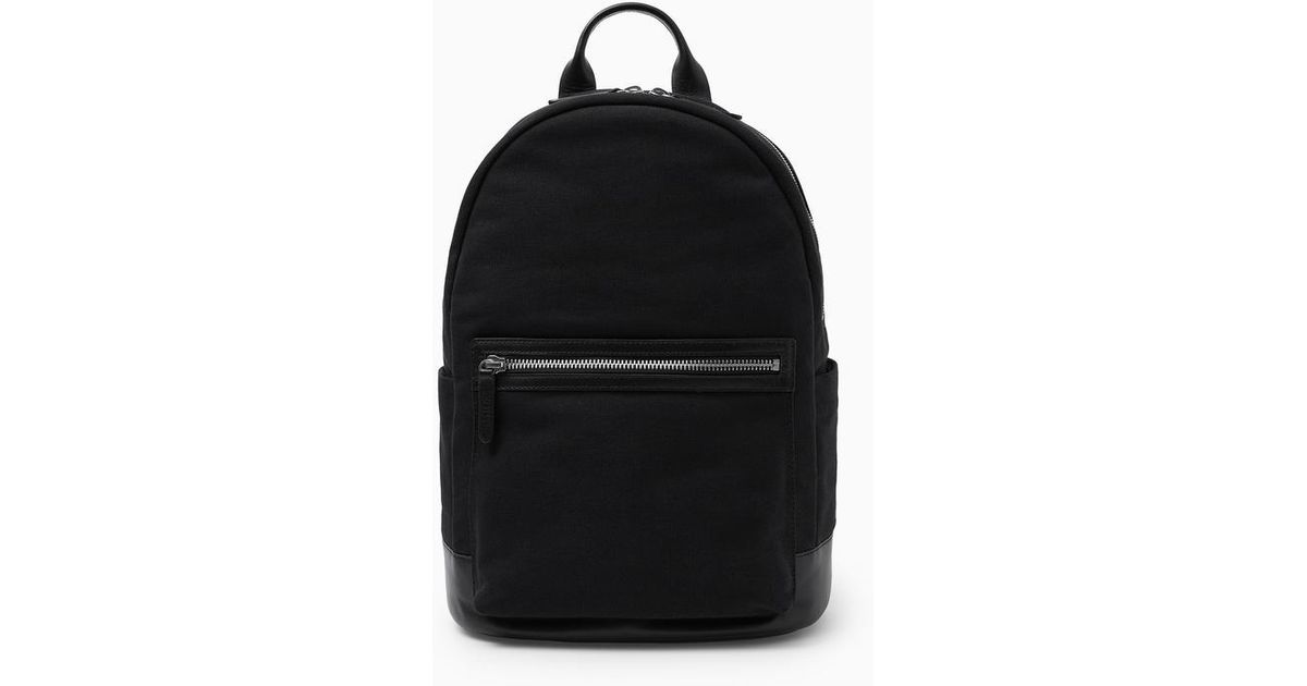 COS Leather-trimmed Canvas Backpack in Black for Men | Lyst