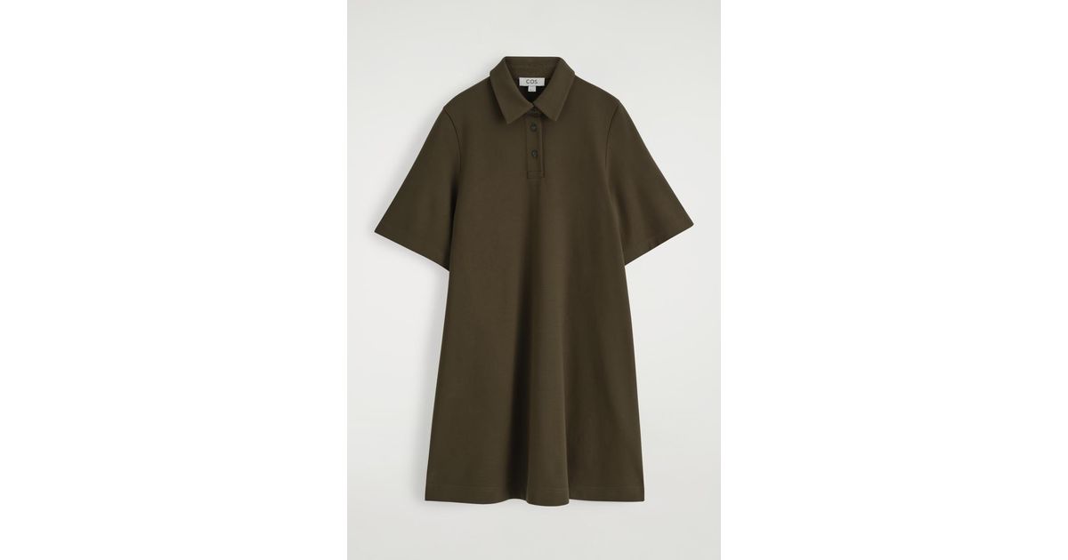 COS Jersey Polo Mini Dress in Green | Lyst