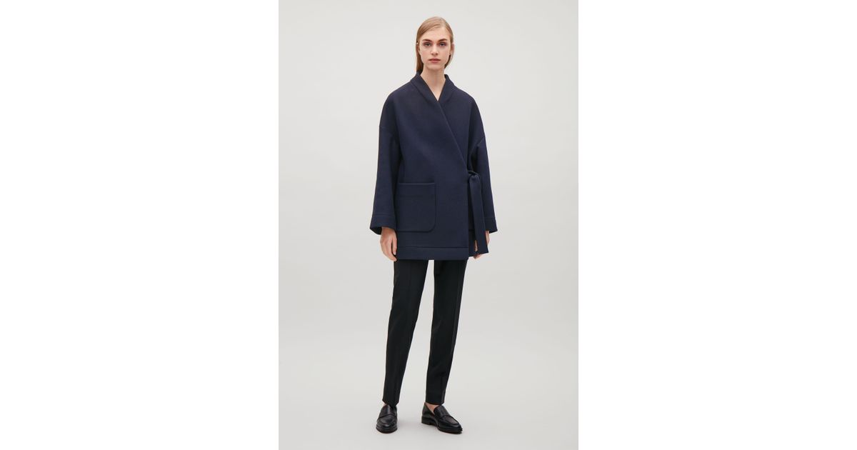 COS Kimono Coat With Side Tie in Blue | Lyst UK