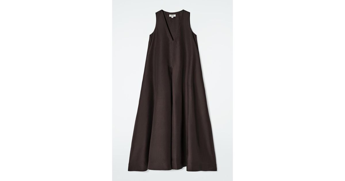 COS A-Line Linen-Blend Maxi Dress in Black | Lyst