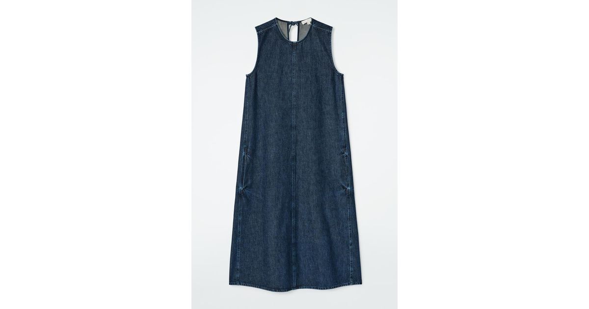 COS Sleeveless Denim Midi Dress in Blue | Lyst