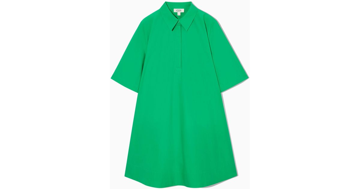 COS A-line Short-sleeved Shirt Dress in Green | Lyst UK