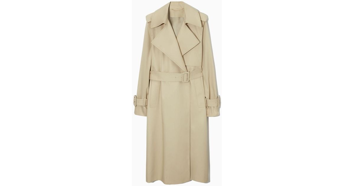 COS Oversized Belted Trench Coat (petite) in Natural | Lyst