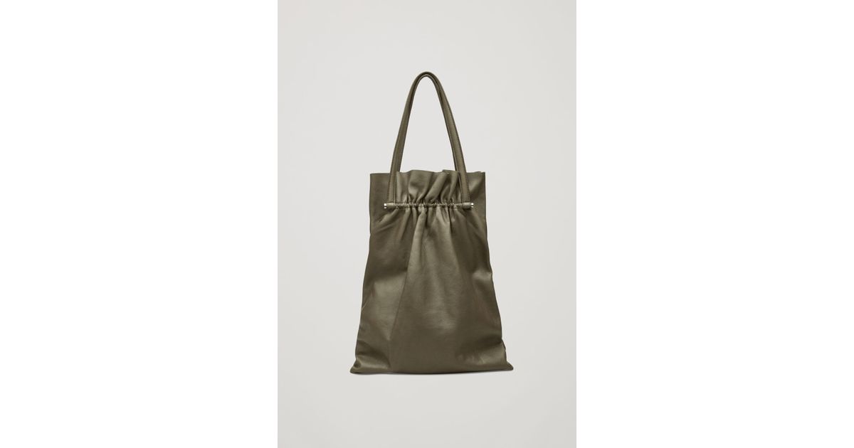 cos folded leather tote bag