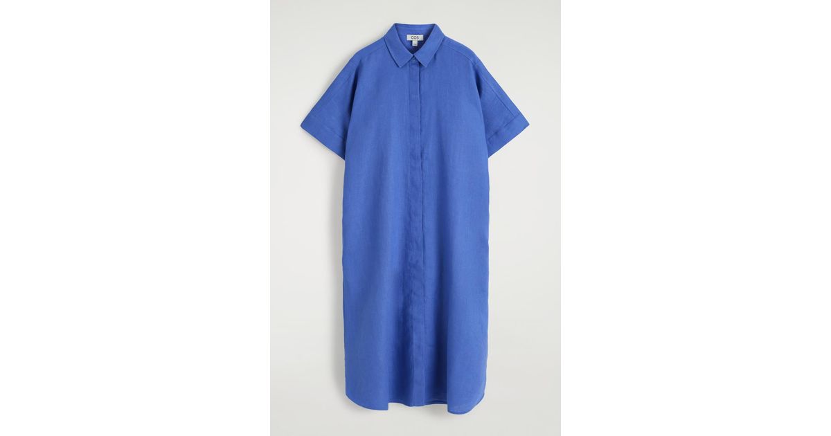 princess polly baby blue dress COS Linen Midi Shirt Dress in Blue