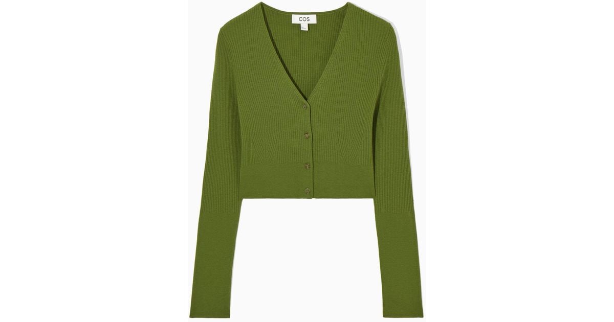 COS Ribbed-Knit Merino Wool Bralette in DARK GREEN