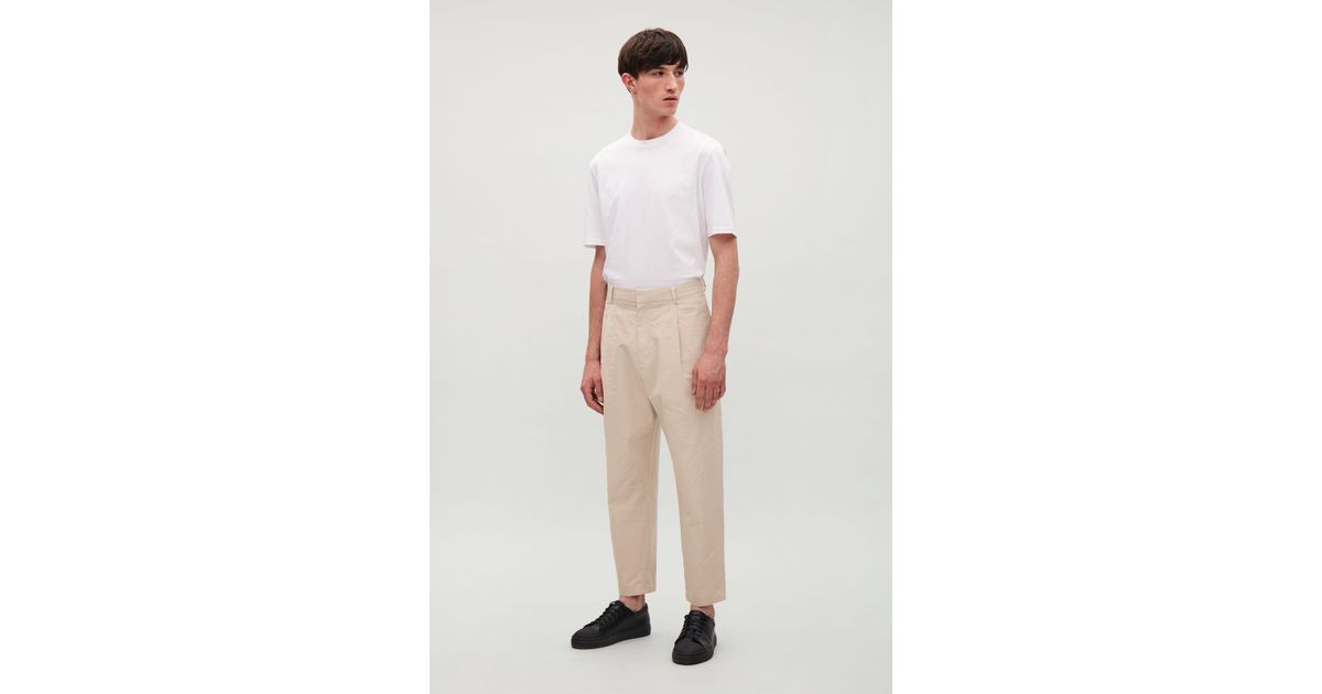 COS Cotton Pleated Chinos in Beige (Natural) for Men - Lyst