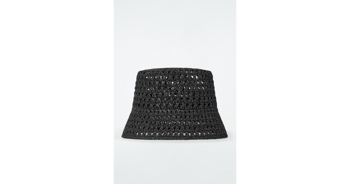 Cos Open Weave Straw Bucket Hat In Black STRAW BUCKET HAT - BLACK | COS US main image 4