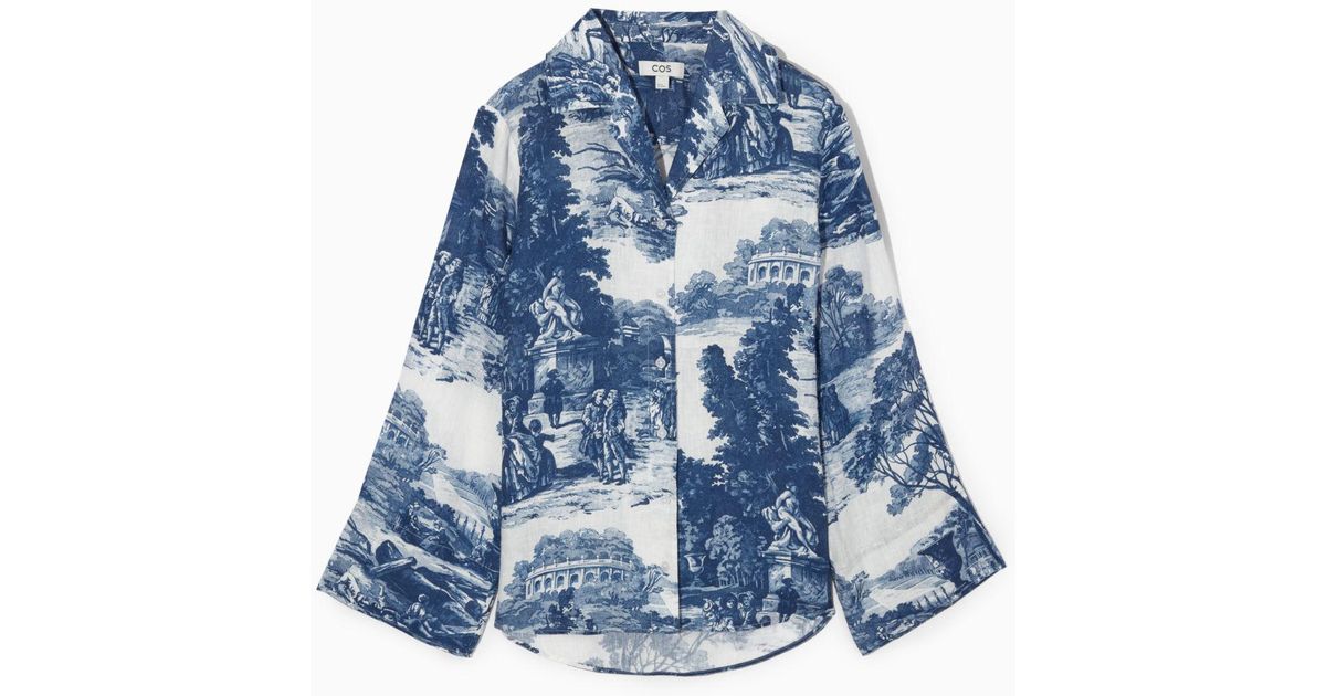 COS French Toile Linen Shirt in Blue | Lyst