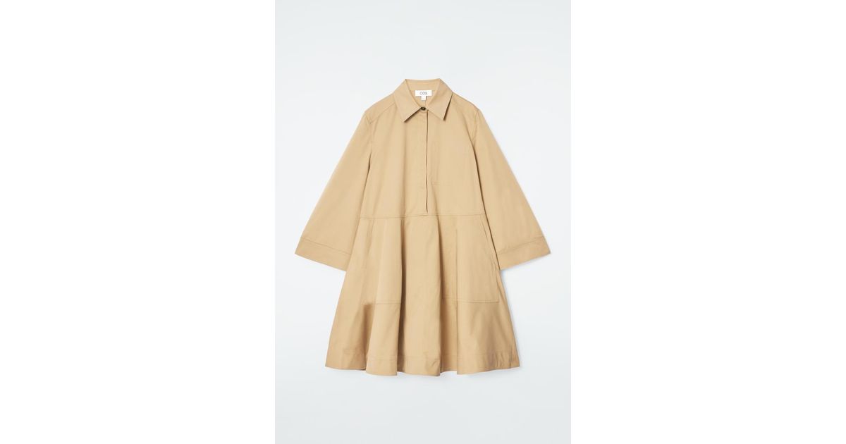 COS Cotton Utility Shirt Dress in Natural