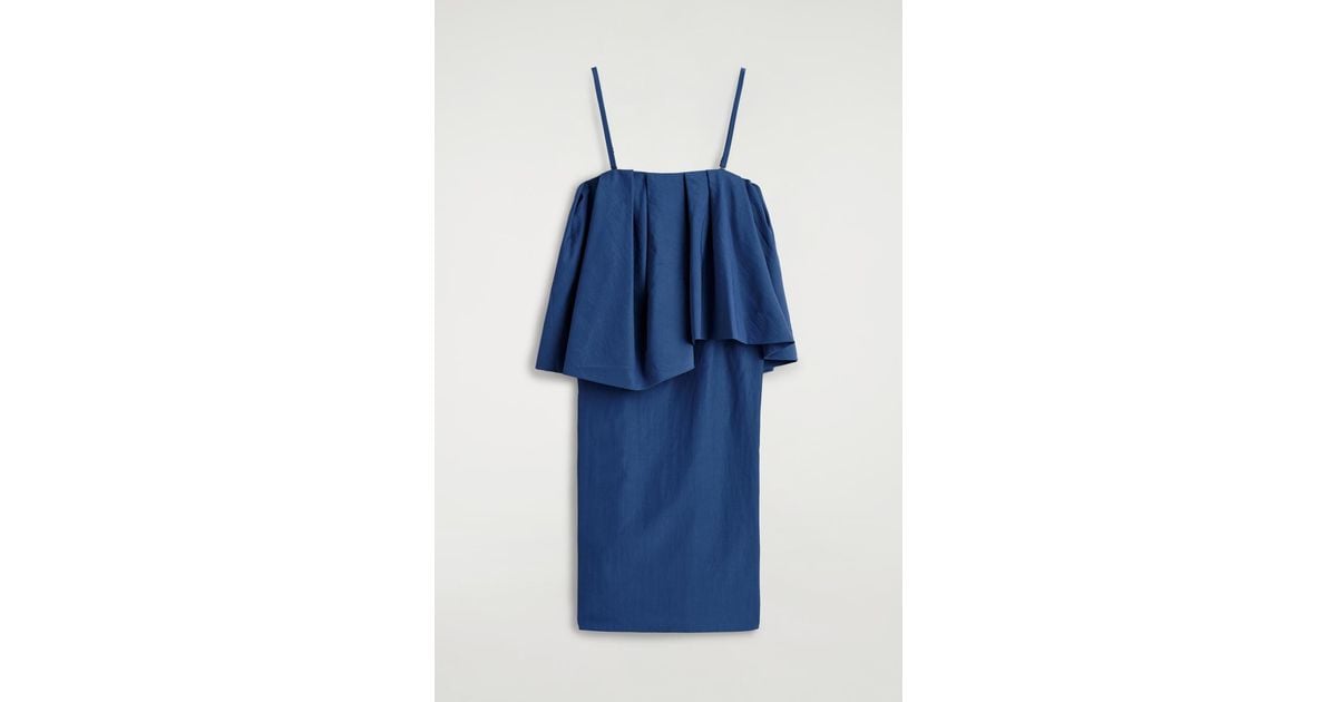 COS Layered Bandeau Midi Dress in Blue