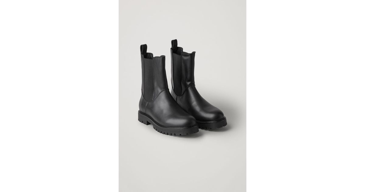 COS High Leather Chelsea Boots in Black | Lyst UK
