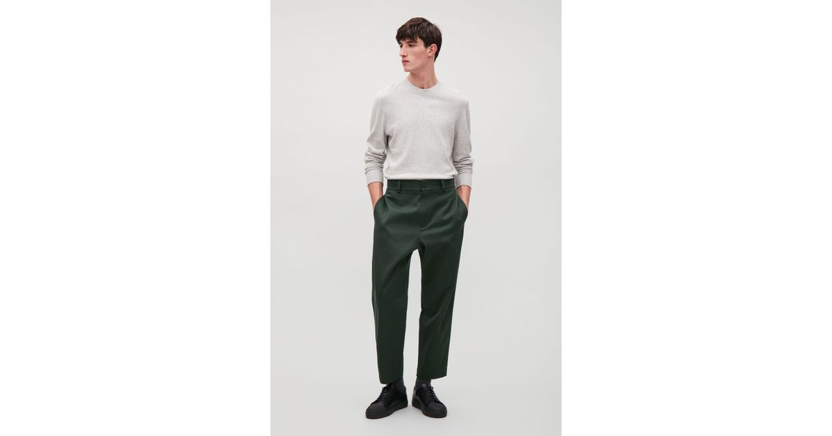 COS Cropped Wide-leg Trousers in Green for Men | Lyst