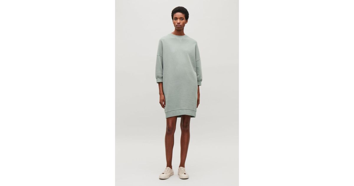 COS 3⁄4-sleeved Sweatshirt Dress in Gray | Lyst