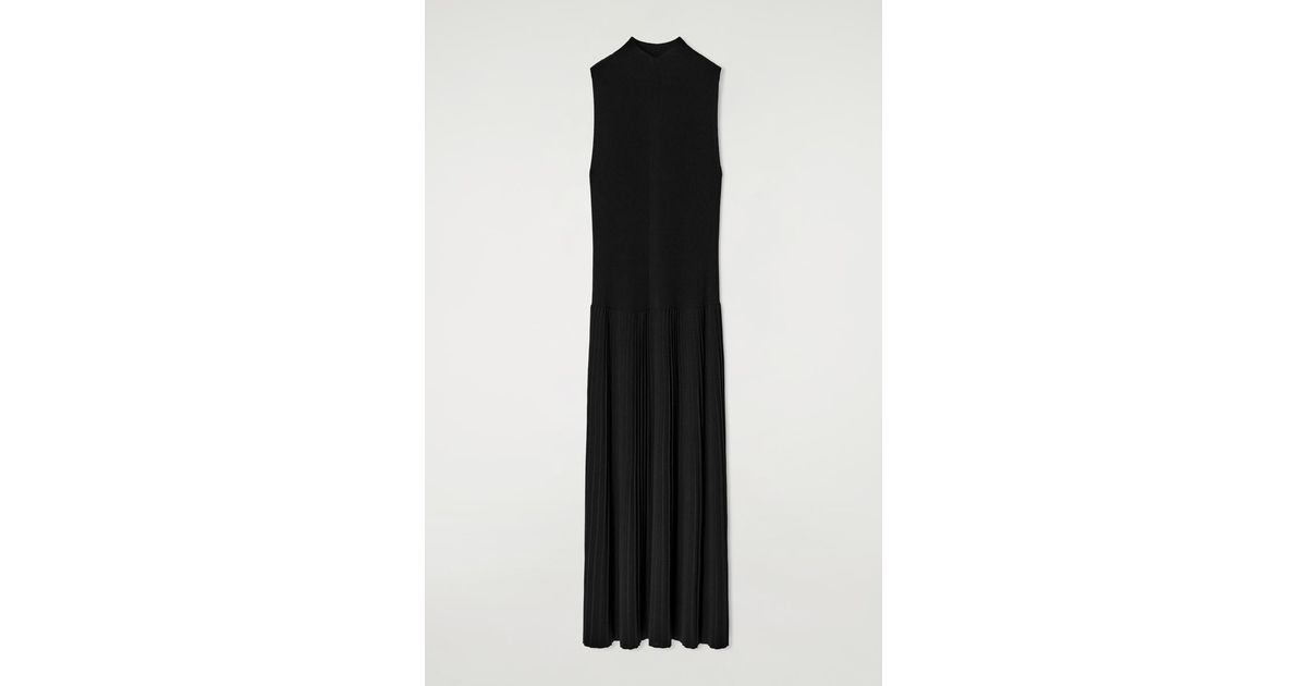cos pleated knitted turtleneck maxi dress PLEATED TURTLENECK MAXI DRESS - LIGHT GREEN