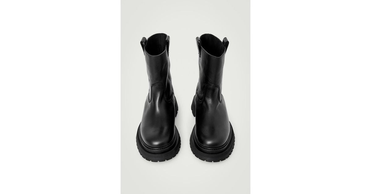 【m.l 2025.8.7】COS LEATHER BIKER BOOTS COS Leather Moto Boots in Black for Men | Lyst UK