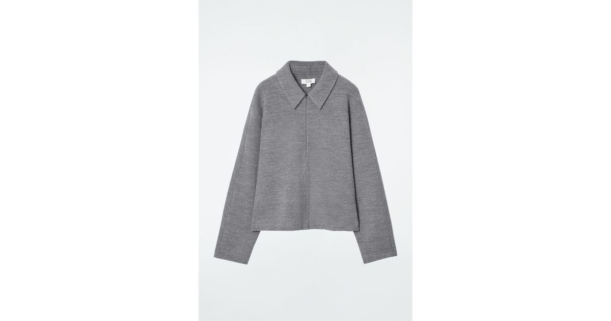 COS Boiled wool Zip up Cardigan in Grey Lyst UK