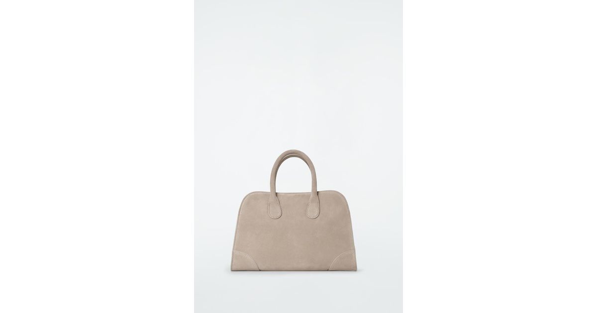 COS Mini Studio Bowling Bag - Suede in Natural | Lyst
