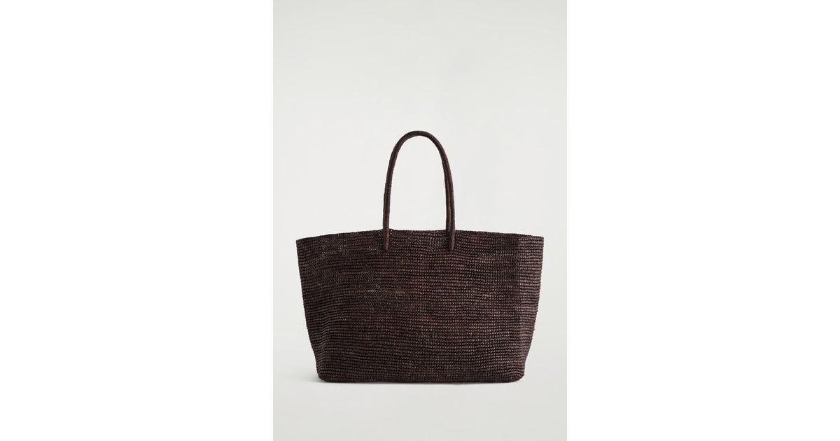 COS Oversized Hand-Woven Tote Bag in Black | Lyst