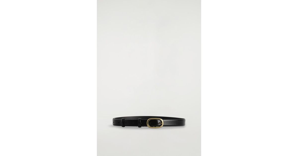 COS Oval-Buckle Leather Belt in Black | Lyst