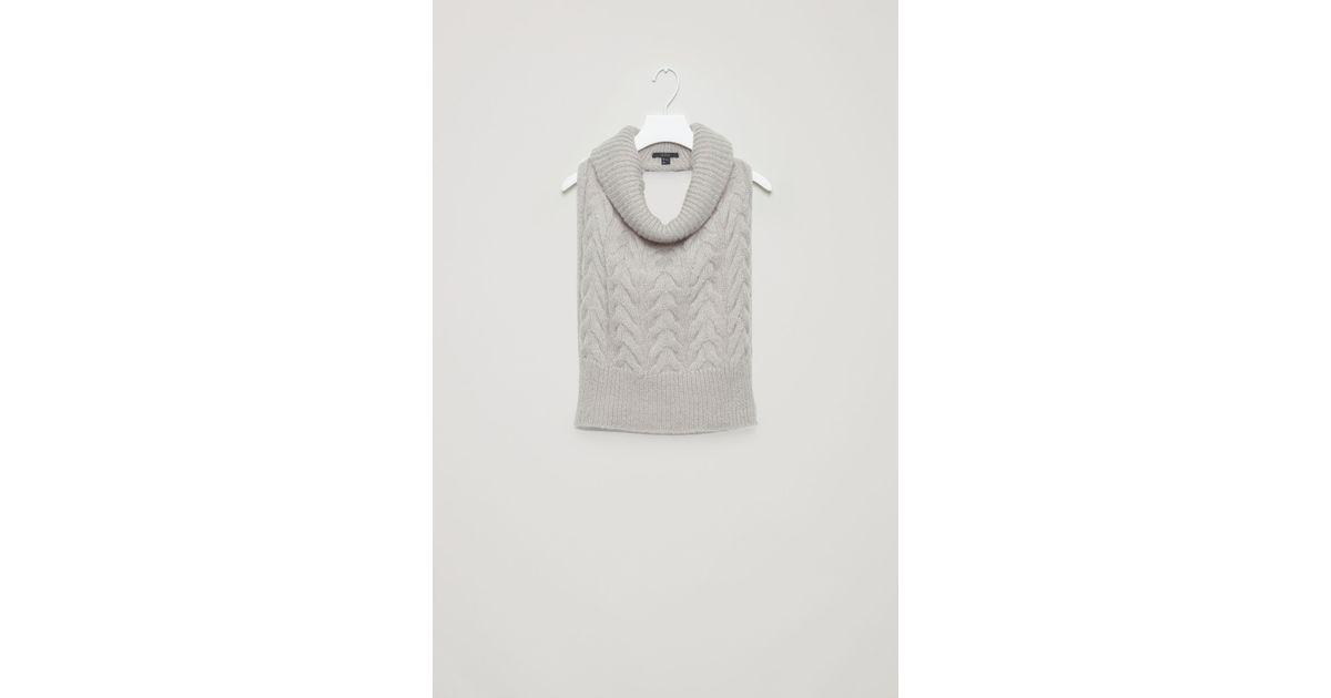 Download COS Wool Cable-knit Mock Scarf in Light Grey (Gray) - Lyst