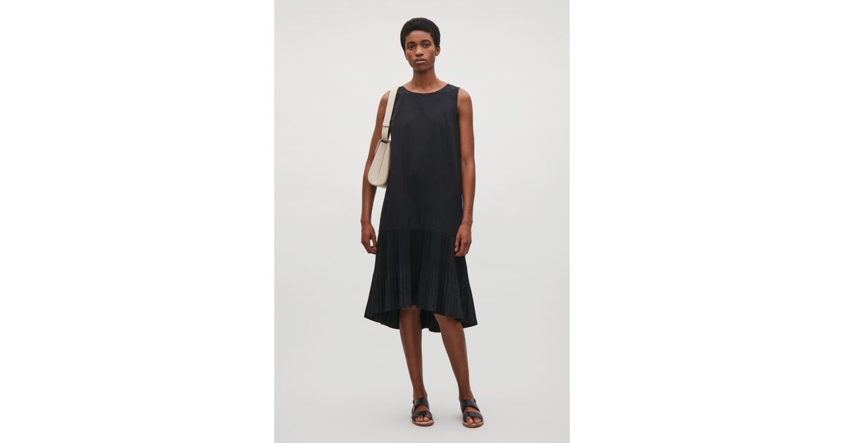 cos black pleated dress