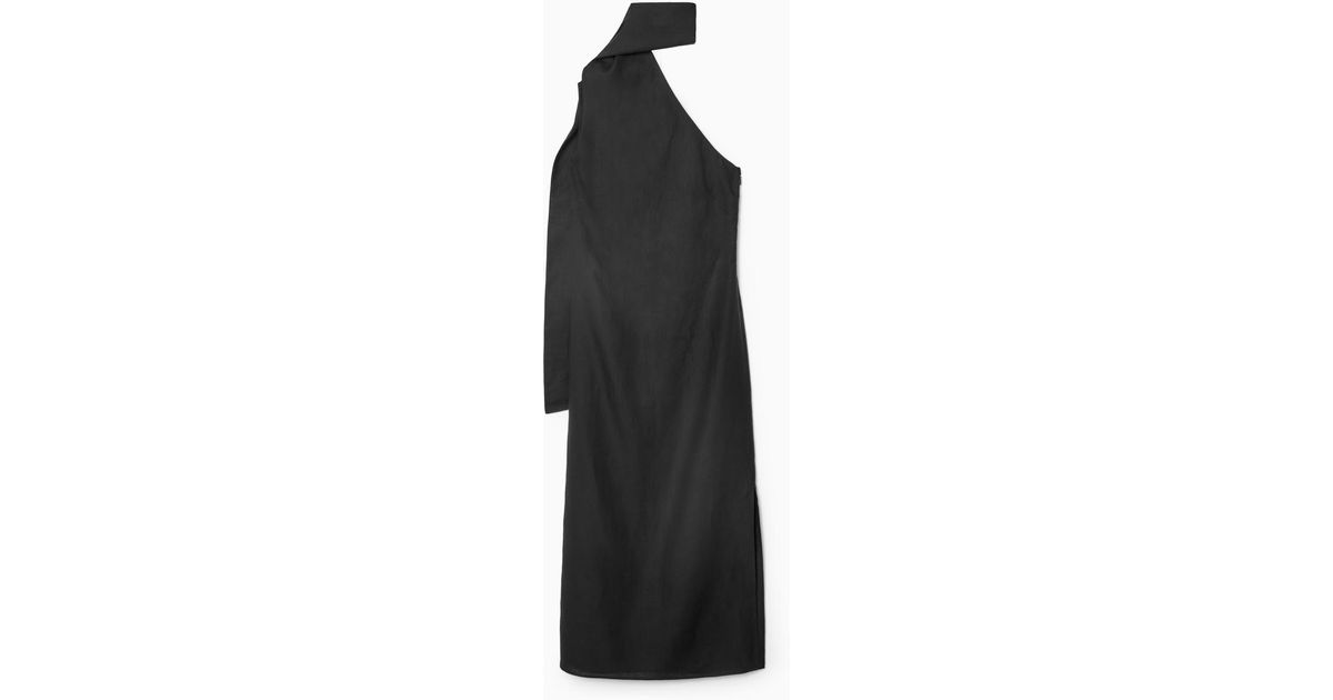 COS Scarf-detail Linen Dress in Black | Lyst UK