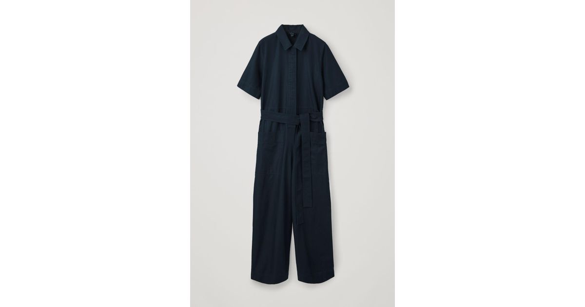 COS Functional Belted Jumpsuit in Blue | Lyst