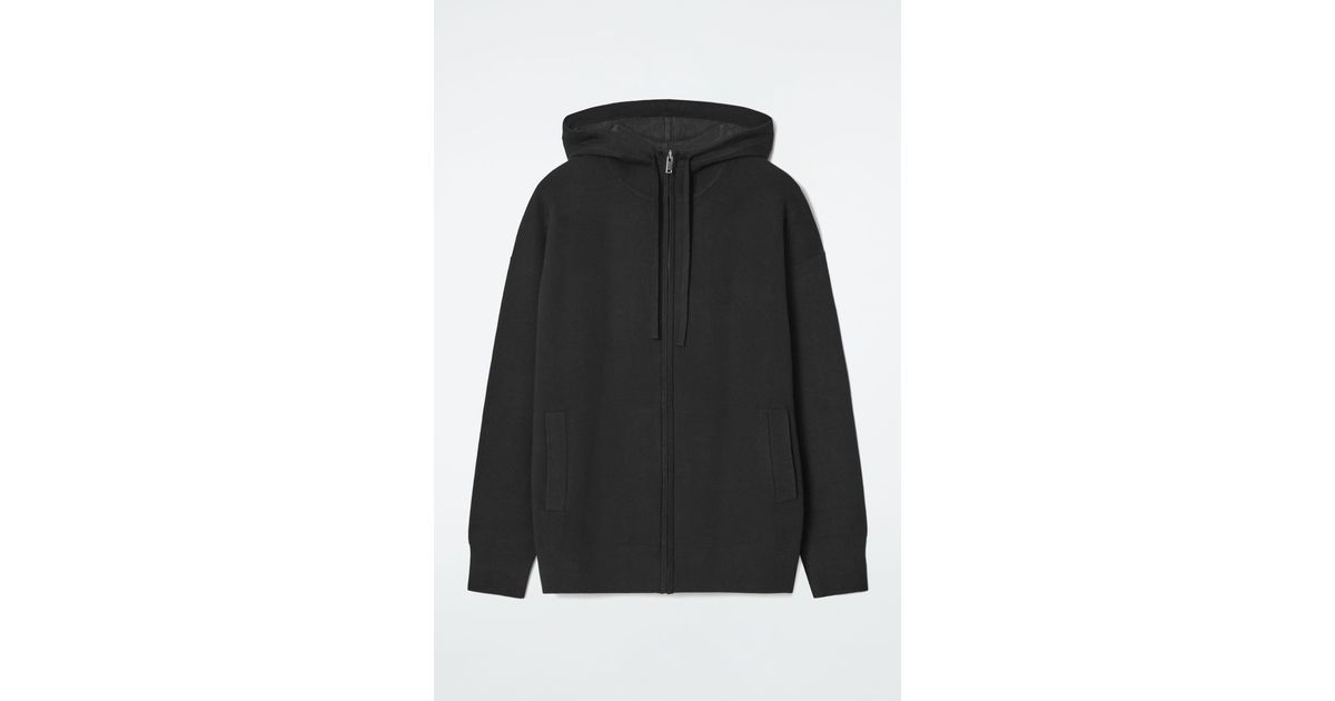 COS Double faced Knitted Zip up Hoodie in Black Lyst UK