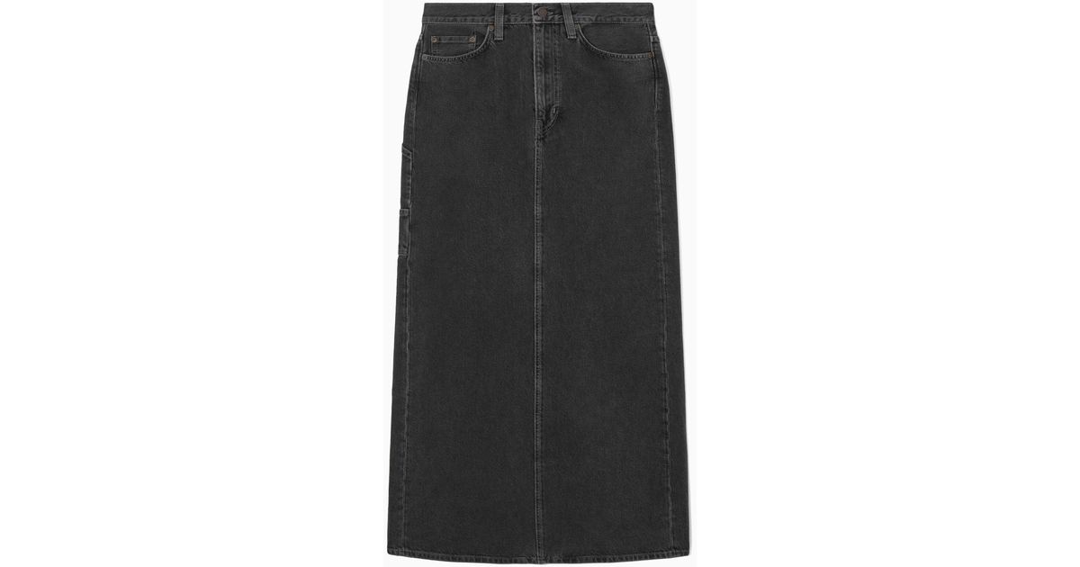 COS Denim Maxi Skirt in Black | Lyst
