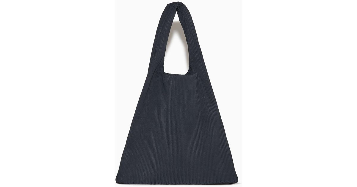 COS Pleated Tote Bag in Blue | Lyst