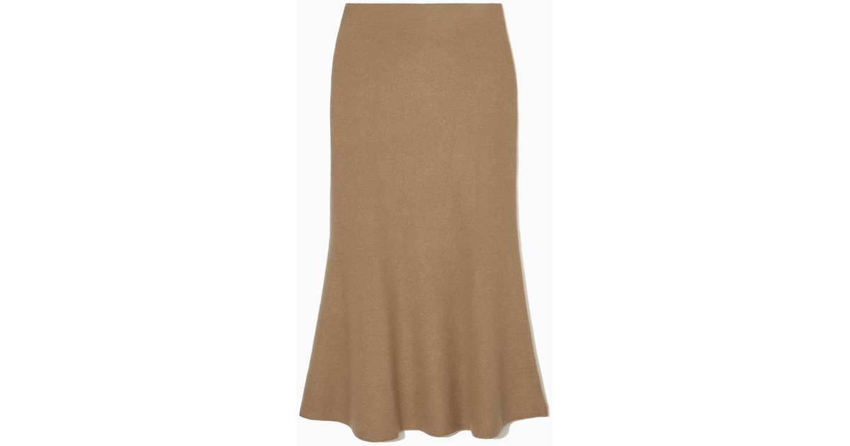 COS Flared Merino Wool Maxi Skirt in Natural | Lyst