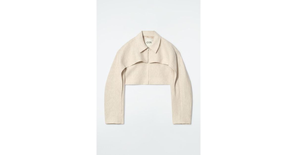 COS Cropped Linen Jacket in White | Lyst UK