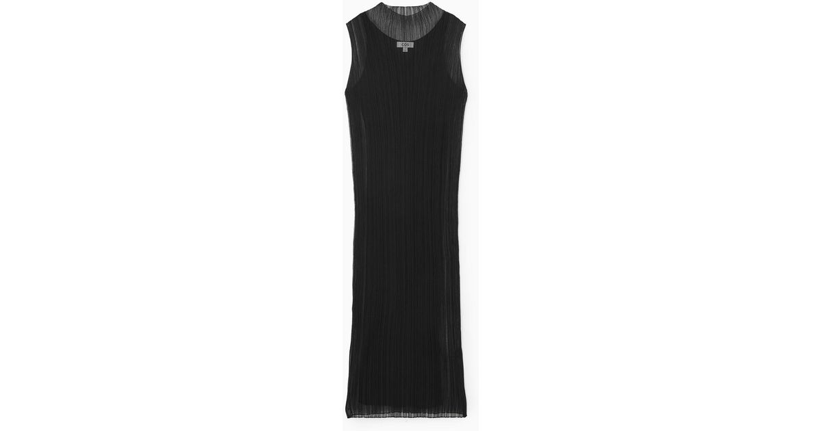 sheer pliss midi dress SHEER PLISS MIDI DRESS