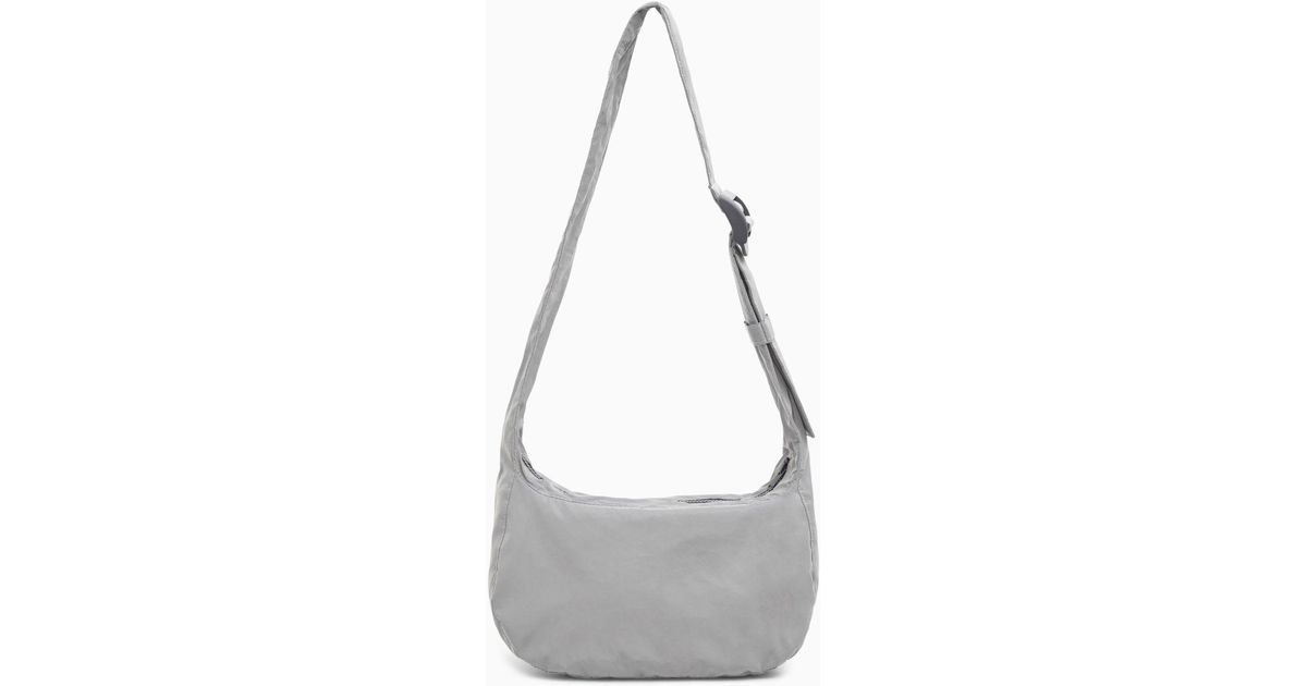 【COS】 Nylon Crossbody Saddle Bag Light Grey CROSSBODY SADDLE BAG - NYLON - LIGHT GRAY | COS