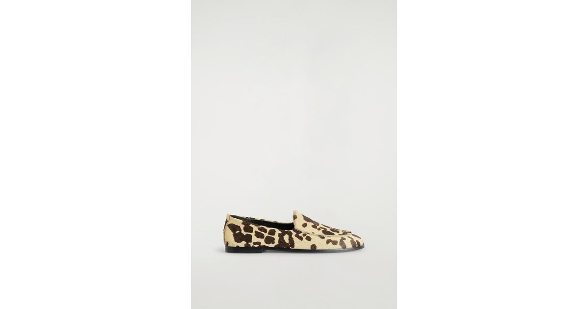 COS Animal-Print Pony-Hair Effect Leather Loafers in White | Lyst UK