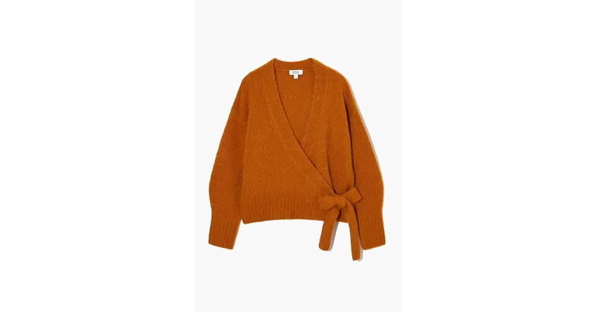COS Wool blend Wrap over Cardigan in Orange Lyst