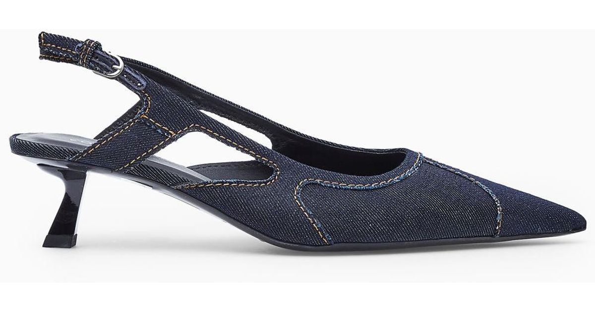 denim kitten heel shoes