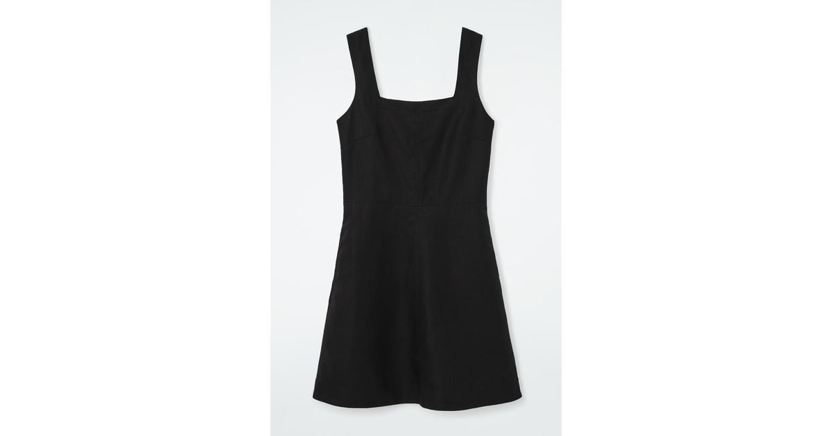 COS Square-neck Mini Pinafore Dress in Black | Lyst